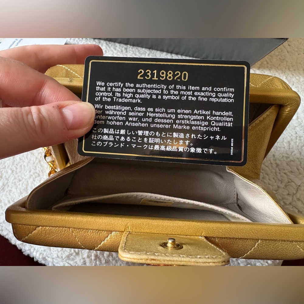 100% Authentic Chanel Classic Clutch with Tassel Quilted Gold Lambskin Leather - Picture 8 of 15